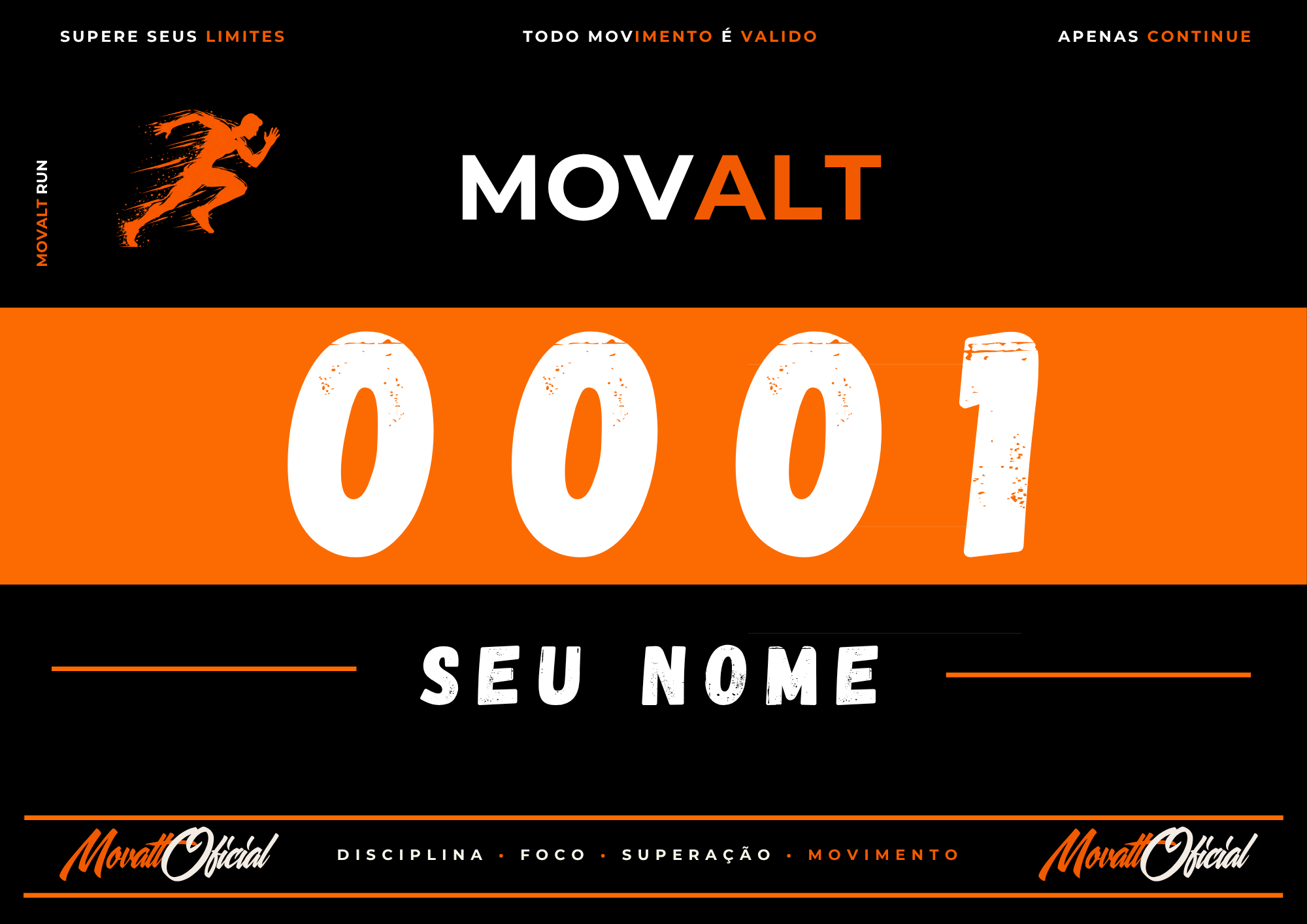 Exemplo de número de peito digital e personalizado da Movalt